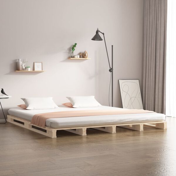 vidaXL Letto a Pallet 200x200 cm in Legno Massello di Pino