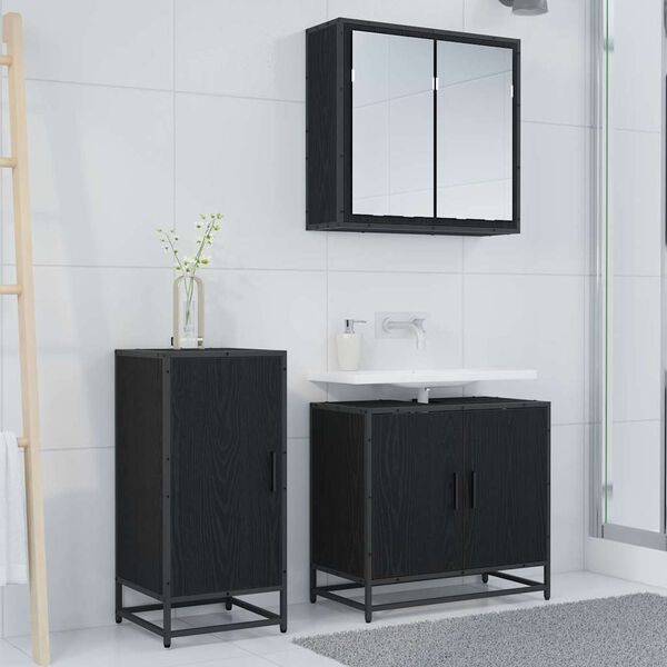 vidaXL Credenza Rovere nero 35 x 35.5 x 76 cm Legno multistrato