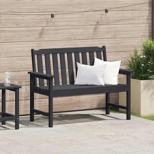 vidaXL Panchina da giardino con cuscino Nero 120 x 59 x 88cm HDPE