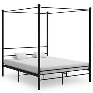 vidaXL Letto a Baldacchino Nero in Metallo 160x200 cm