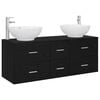 vidaXL Set di mobili per il bagno 3 pz Nero 49,5 x 44,5 x 65 cm
