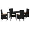 vidaXL Set da Pranzo per Giardino con cuscino 5 pcs Nero