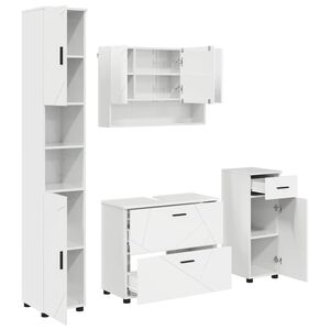 vidaXL Set di mobili per il bagno con cassetto 4 pcs Bianco Lucido