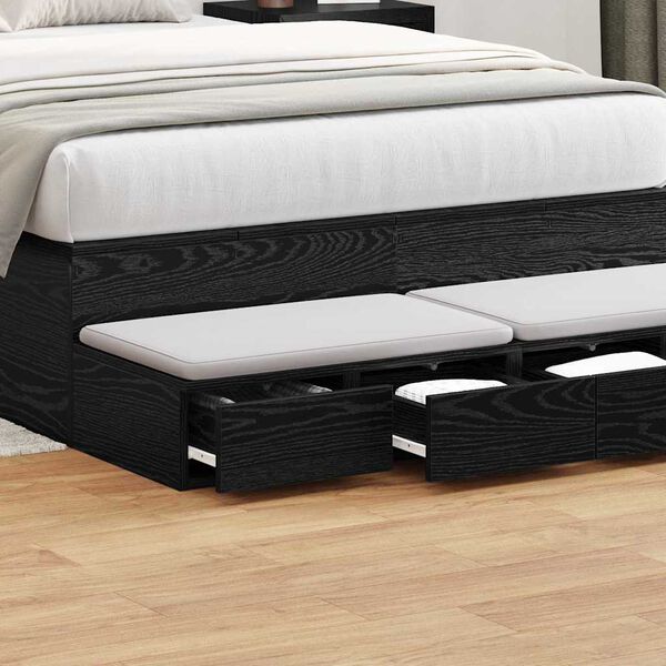 vidaXL Cassetti per letto Rovere Nero 120 x 36,5 x 16,5 cm