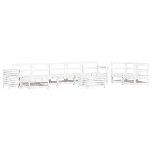 vidaXL Set Divani da Giardino 10 pz Bianco in Legno Massello di Pino