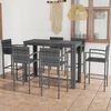 vidaXL Set Bar da Giardino 7 pz con Braccioli in Polyrattan Grigio