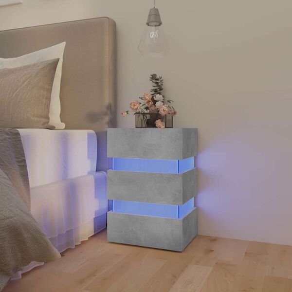 vidaXL Comodino con LED Grigio Cemento 45x35x67cm in Legno Multistrato