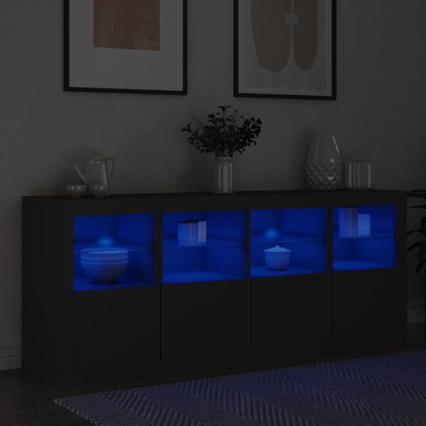 vidaXL Credenza con Luci LED Nera 163x37x67 cm