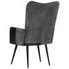 vidaXL Poltrona Wingback Nera e Grigia in Vera Pelle