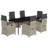 vidaXL Set da Pranzo da Giardino 7 pz Cuscini Polyrattan Grigio Chiaro