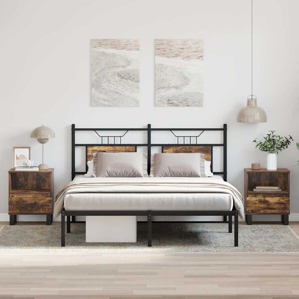 vidaXL Comodini 2pz Rovere Fumo 40x35x50 cm in Legno Multistrato