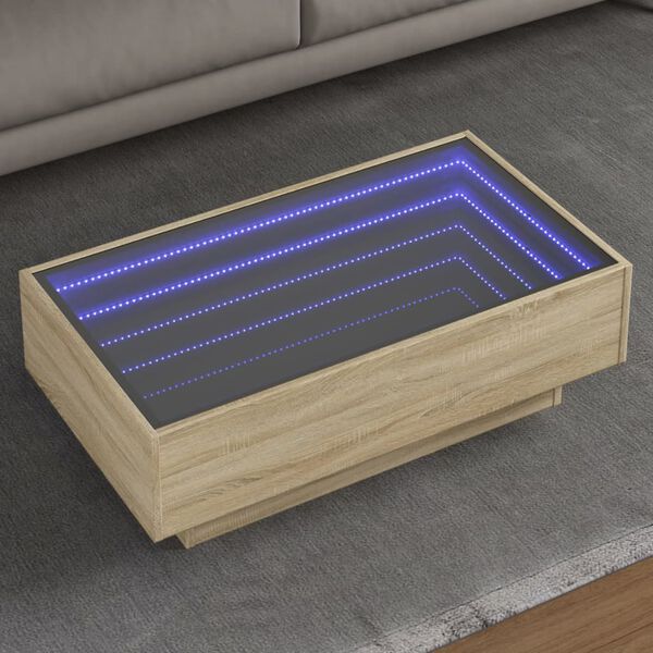 vidaXL Tavolino Salotto con LED Rovere Sonoma 90x50x30 cm Multistrato