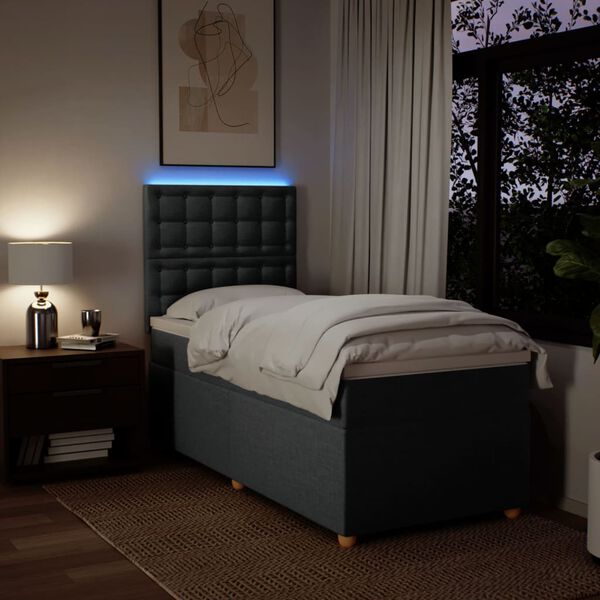 vidaXL Giroletto a Molle con Materasso Grigio Scuro 100x200 cm Tessuto