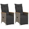 vidaXL Sedie da Giardino Reclinabili 2 pz e Cuscini Grigio Polyrattan