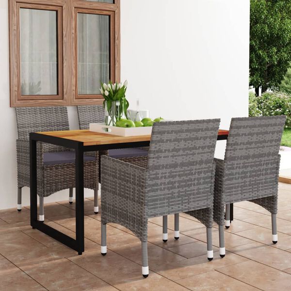 vidaXL Set Mobili da Pranzo per Giardino 5 pz Grigio