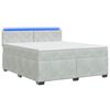 vidaXL Letto con Box Spring, Materasso e LED Grigio Chiaro Velluto