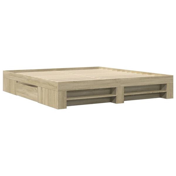 vidaXL Giroletto senza Materasso Rovere Sonoma 200x200cm in Truciolato