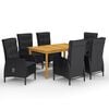 vidaXL Set da Pranzo da Giardino 7 pz Nero