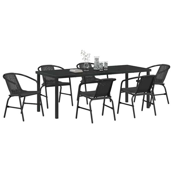 vidaXL Set da Pranzo per Giardino 7 pcs Nero