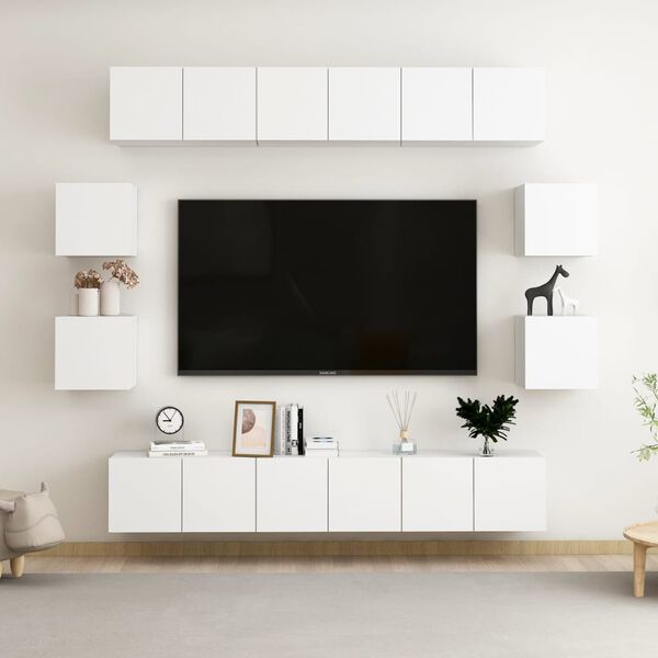 vidaXL Set Mobili Porta TV 10 pz Bianco in Legno Multistrato
