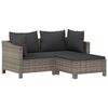 vidaXL Set Divani da Giardino 3 pz con Cuscini in Polyrattan Grigio