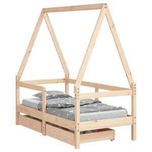 vidaXL Giroletto Bambini con Cassetti 70x140 cm Legno Massello di Pino