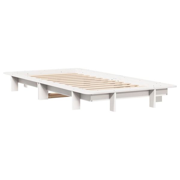 vidaXL Giroletto senza Materasso Bianco 100x200 cm Legno Massello Pino