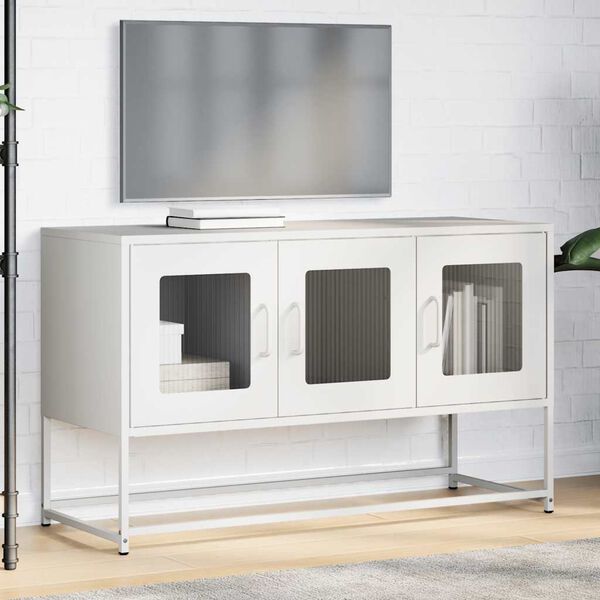 vidaXL Mobile TV Bianco 100,5x39x60,5 cm in Acciaio Laminato a Freddo