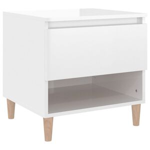 vidaXL Comodino Bianco Lucido 50x46x50 cm in Legno Multistrato