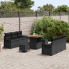 vidaXL Set Divano da Giardino 9 pcs Nero polyrattan
