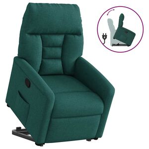 vidaXL Poltrona Alzapersona Reclinabile Verde Scuro in Tessuto