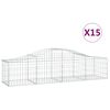vidaXL Cesti Gabbioni ad Arco 15 pz 200x50x40/60 cm Ferro Zincato