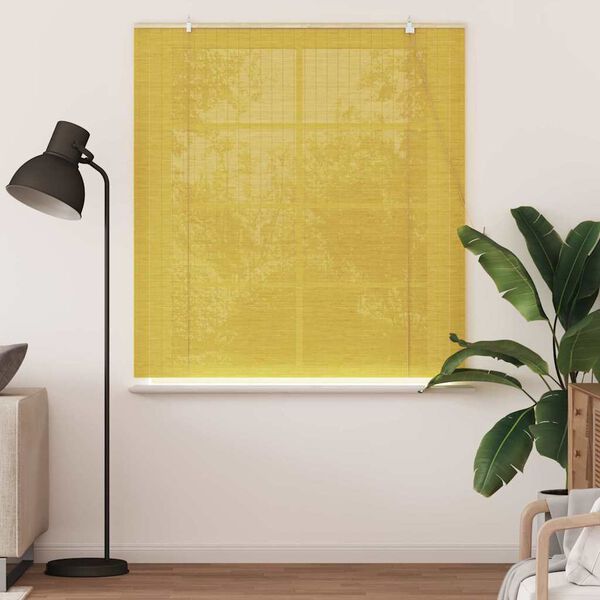 vidaXL Tenda a rullo con tende Giallo 150 x 160 cm Bamb&ugrave;