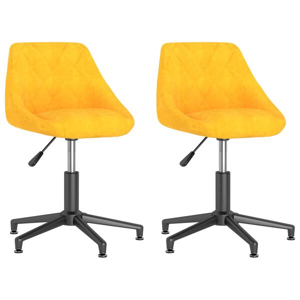 vidaXL Sedie da Pranzo Girevoli 2 pz Giallo Senape in Velluto