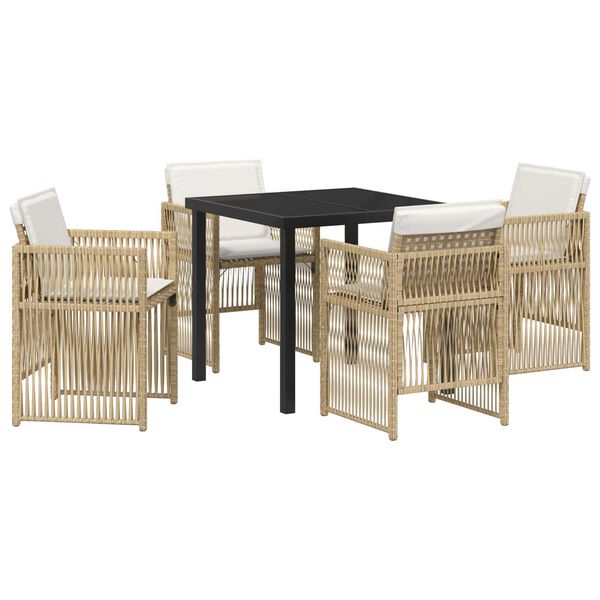 vidaXL Set da Pranzo per Giardino 5 pcs Beige Poly Rattan