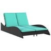 vidaXL Lettino prendisole con cuscini nero 114x205x73 cm in polyrattan