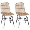 vidaXL Sedia da pranzo 2 pz Rattan e acciaio Naturale 41 x 55 x 85 cm