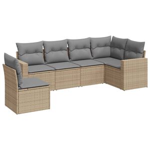 vidaXL Set Divano da Giardino 6 pz con Cuscini Beige in Polyrattan