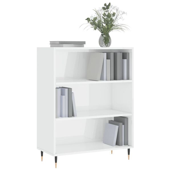 vidaXL Libreria Bianco Lucido 69,5x32,5x90 cm in Legno Multistrato