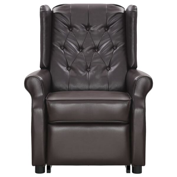 vidaXL Poltrona Alzapersona Massaggiante Marrone in Similpelle Lucida