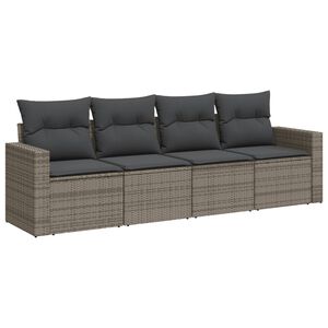 vidaXL Set Divani da Giardino 4 pz con Cuscini in Polyrattan Grigio