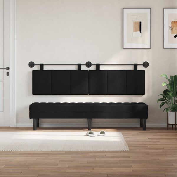 vidaXL Testata appesa Montaggio a parete Nero 170 x 55 x 5 cm Tessuto