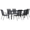 vidaXL Set da Pranzo da Giardino 7 pz Nero in Acciaio e Textilene