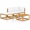 vidaXL Set Divani da Giardino 4 pz con Cuscini Crema in Legno Acacia