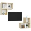 vidaXL Set Porta TV 4 pz Bianco e Rovere Sonoma in Truciolato