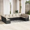 vidaXL Set di divani con cuscino 10 pcs Nero polyrattan