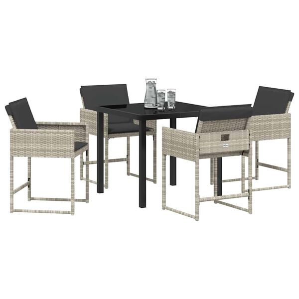 vidaXL Set da Pranzo per Giardino 5 pcs Grigio chiaro polyrattan