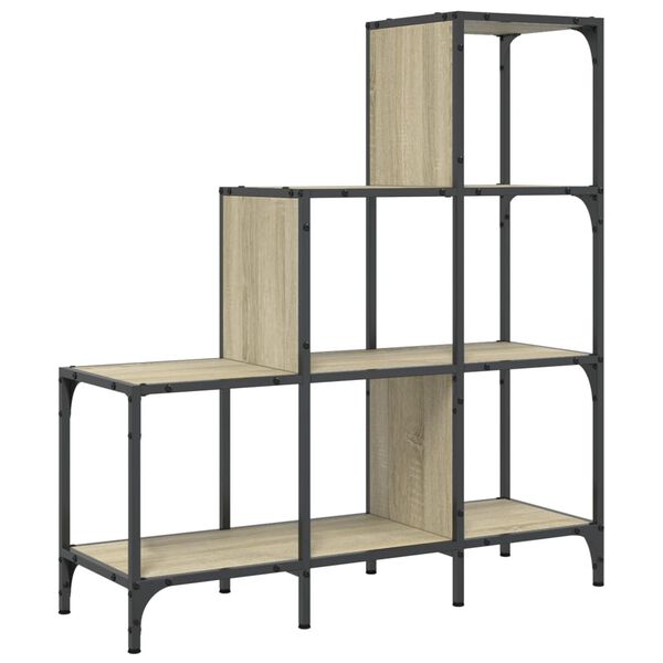 vidaXL Libreria Rovere Sonoma 92x30x102 cm Legno Multistrato e Metallo