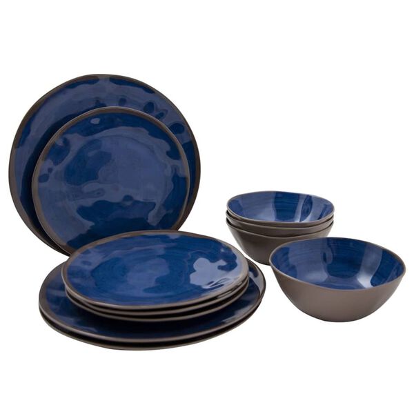 Bo-Camp Set di Stoviglie 12 pz Halo in Melamina Blu