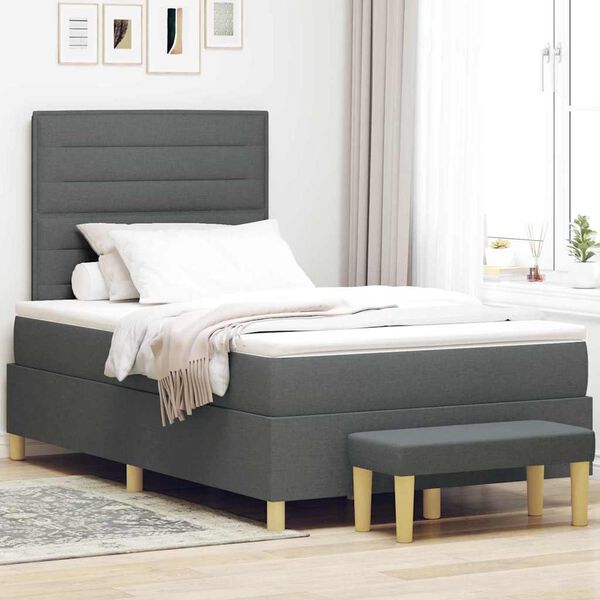 vidaXL Letto a molle con materasso Grigio scuro 120 x 190 cm Tessuto